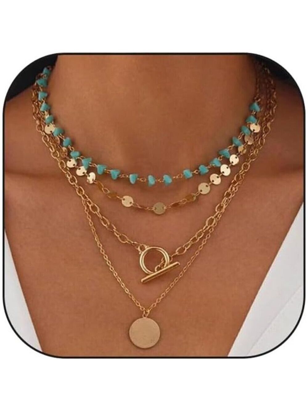 Susan Layered Western Necklace Turquoise Beaded